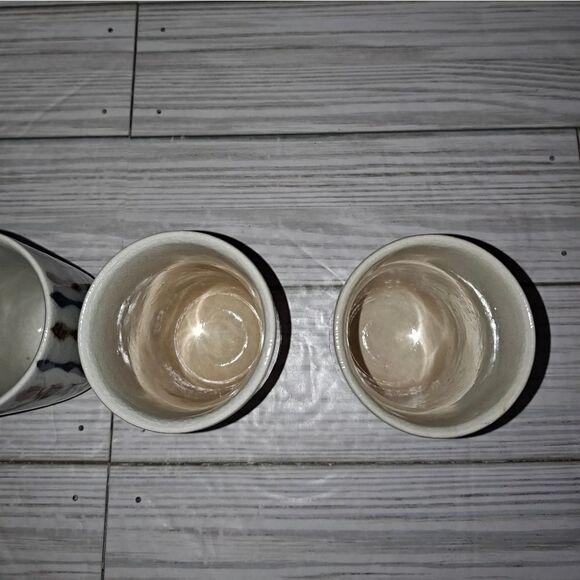 Vintage Otagiri Hand Painted Ceramic Stoneware Japanese Sake Tea Cups Set of 4 - Picture 7 of 9